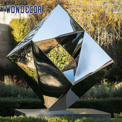 Outdoor Large-Scale Metal Landscape "Mirror Dimension - Geometric Infinity" Stainless Steel Sculpture