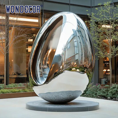 Polished Metal Egg Sculpture | Custom Landscape Art for Hotels, Resorts & Real Estate