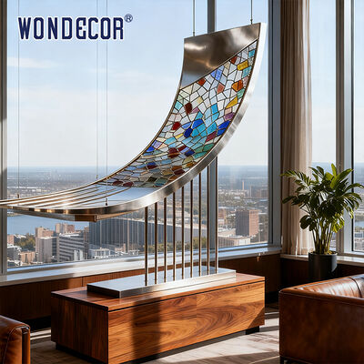 Hotel Guest Room Space Art Large Metal Stainless Steel Stained Glass Sculpture