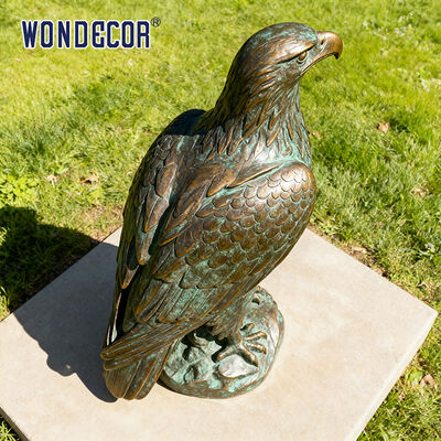 Life-Size Realistic Bronze Eagle Metal Animal Sculpture, Handcrafted Artwork for Outdoor Decor & Landscape Ornament
