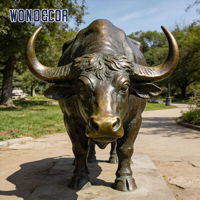 Life-Size Bison Bronze Sculpture - Modern Metal Animal Decoration for Outdoor Parks