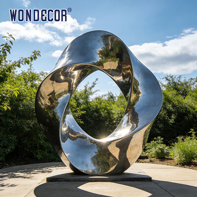 Custom Large Minimalist "Eternal Cycle" Stainless Steel Sculpture for Outdoor Public Parks