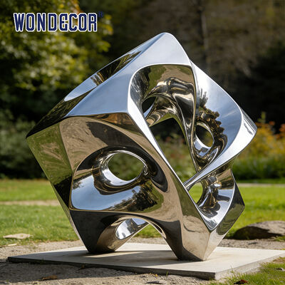 Large Scale "Edge Light Vortex" Mirror Stainless Steel Geometric Art Sculpture in Outdoor Park