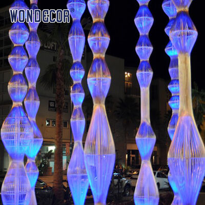 Large outdoor park square stainless steel lighting sculpture