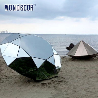 Large abstract stainless steel irregular sculpture outdoor